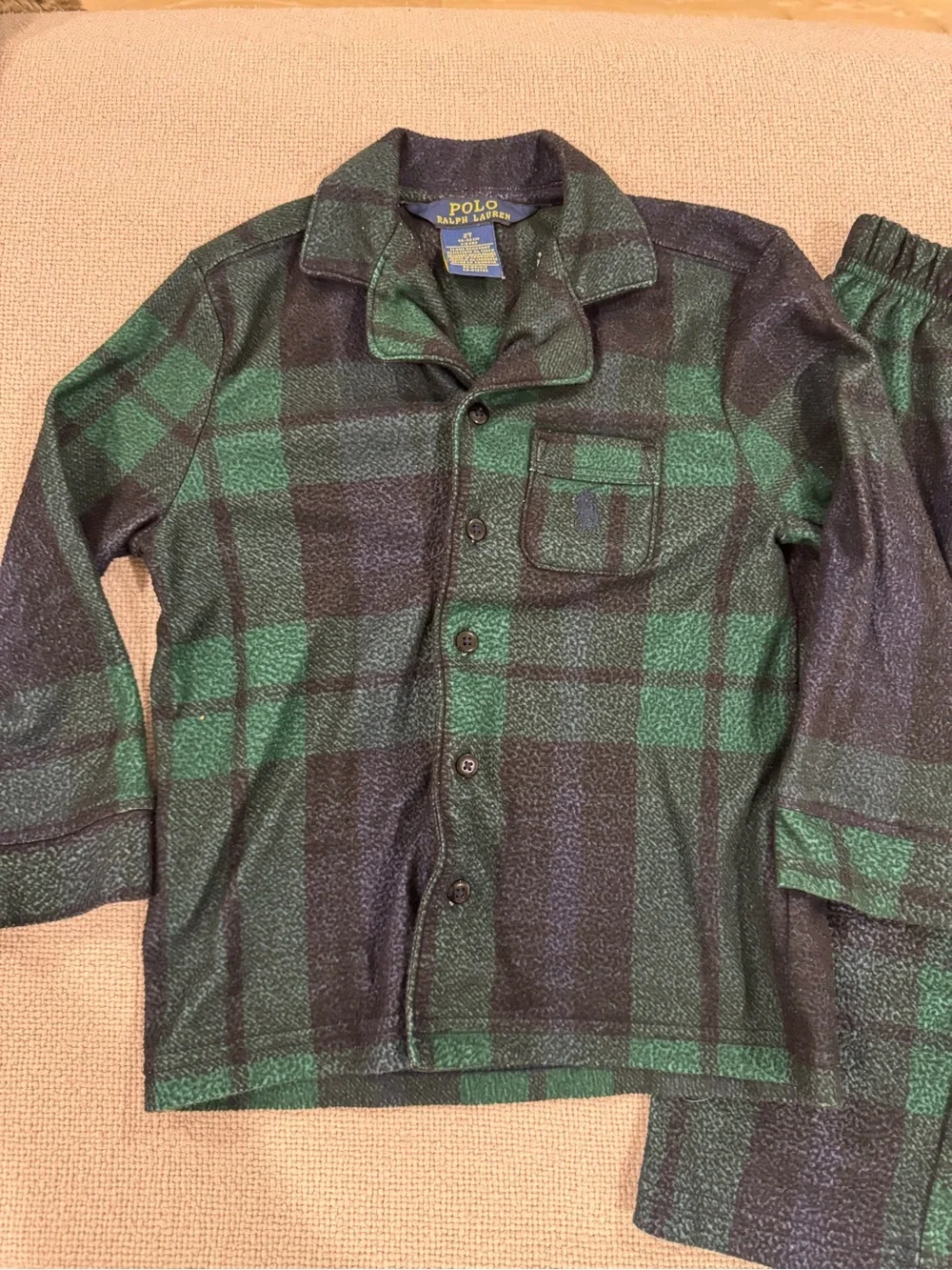 Polo by Ralph Lauren Green & Black Plaid Kids Two-Piece Pajama Set